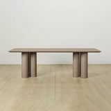 Rinde Solid Wood Ash Rectangle Dining Table with Sculptural Columnar Legs